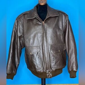 Anatolia brown leather bomber jacket size medium made in Turkey